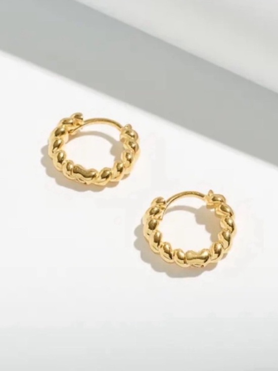 Jewelry - New! 18K Gold Plated Puffy Huggie Hoop Earrings (2011) NWOT